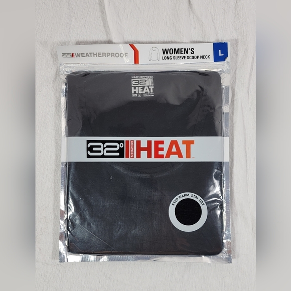 32 DEGREES HEAT LONG SLEEVE SCOOP NECK LAYER TSHIRT WOMENS NEW BLACK - Picture 8 of 8
